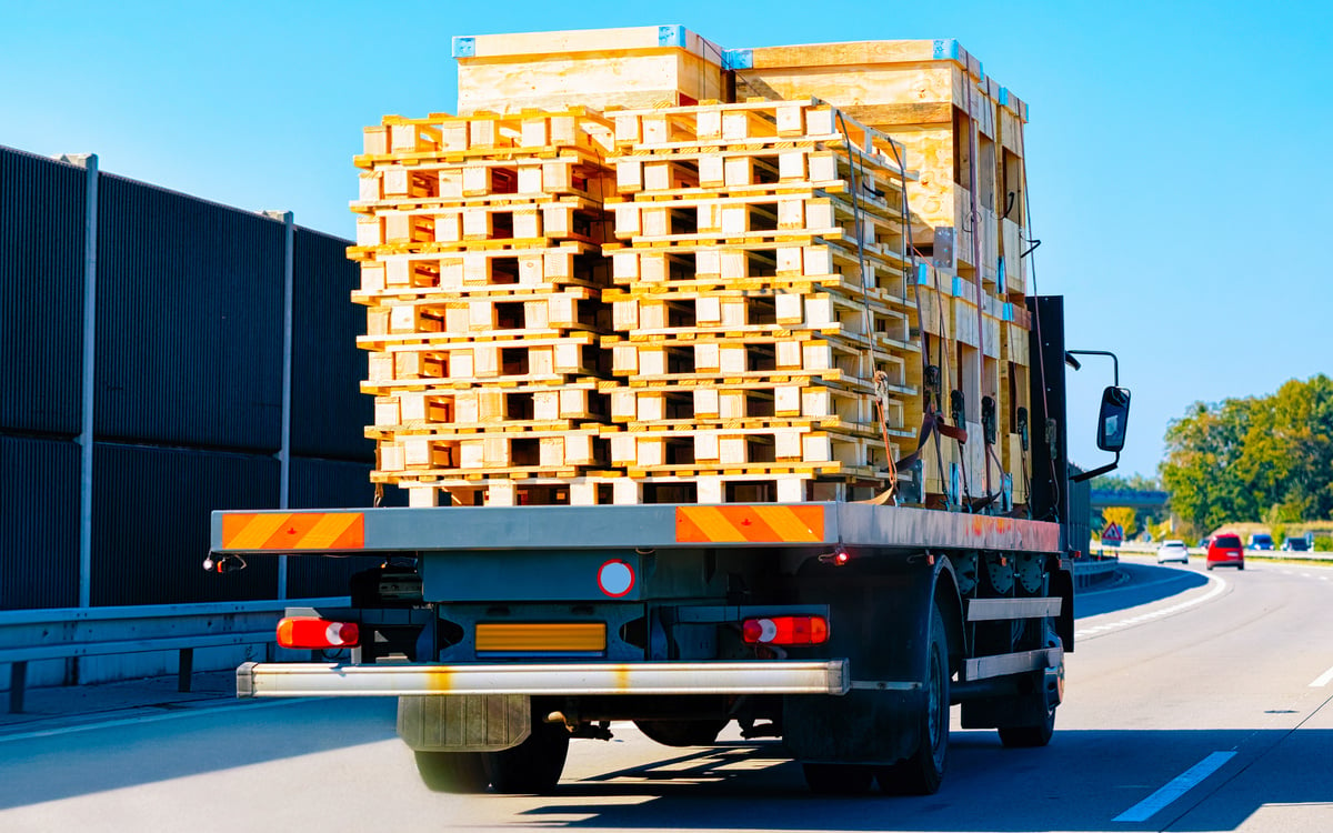 Truck Carrying Wooden Pallets